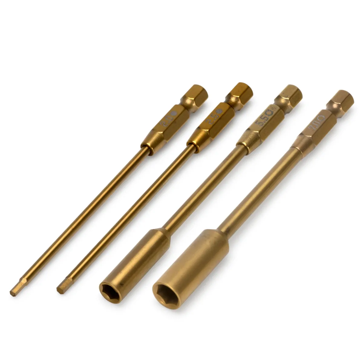 M-Drive Power Tool Bits Combo set Straight Hex 2 & 2.5mm + Nut Drivers 5.5 & 7mm